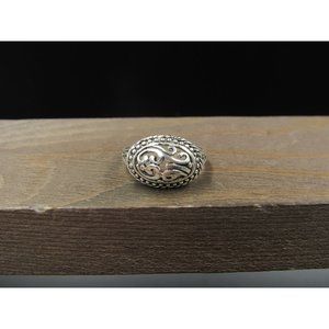 Size 6 Sterling Silver Cute Ornate Floral Design Band Ring Vintage Statement